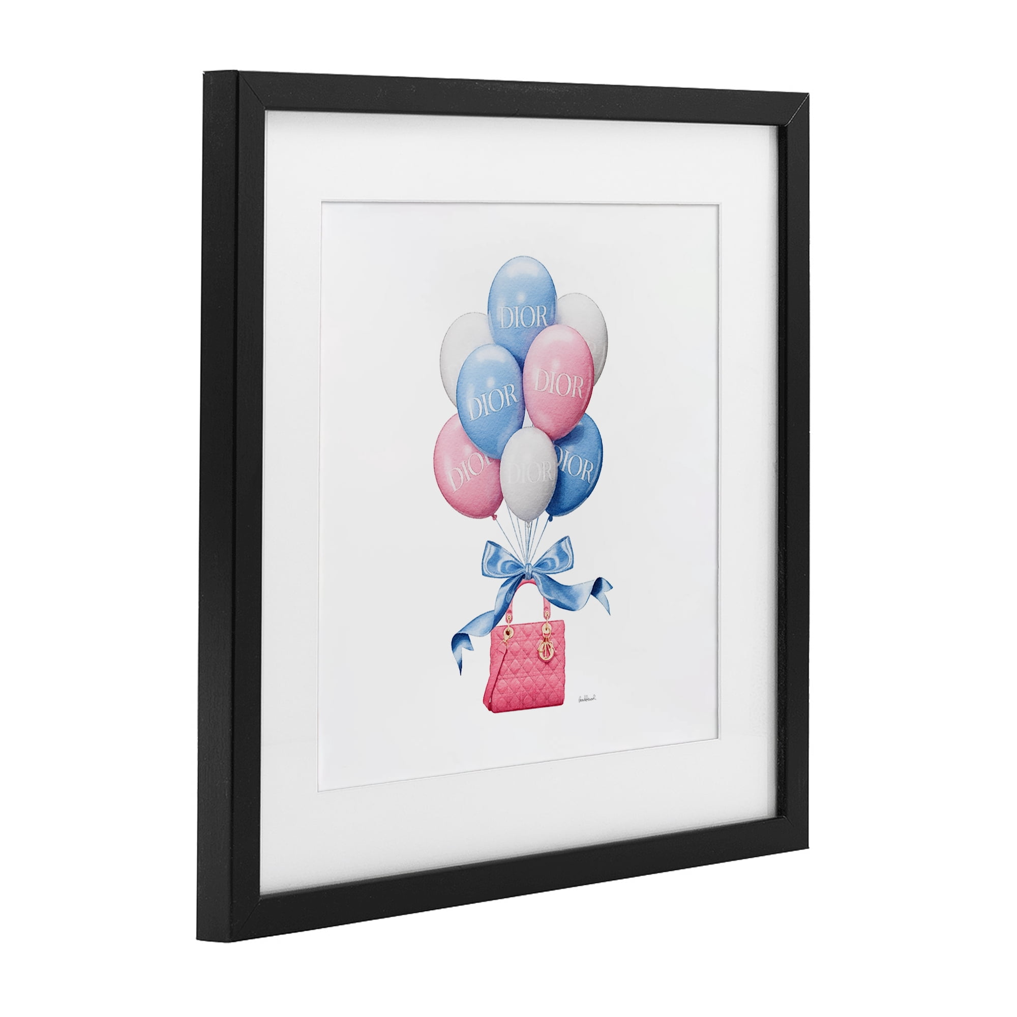Stupell Industries Pink & Blue Handbag Balloons Black Framed Print Under Glass, design by Amanda Greenwood