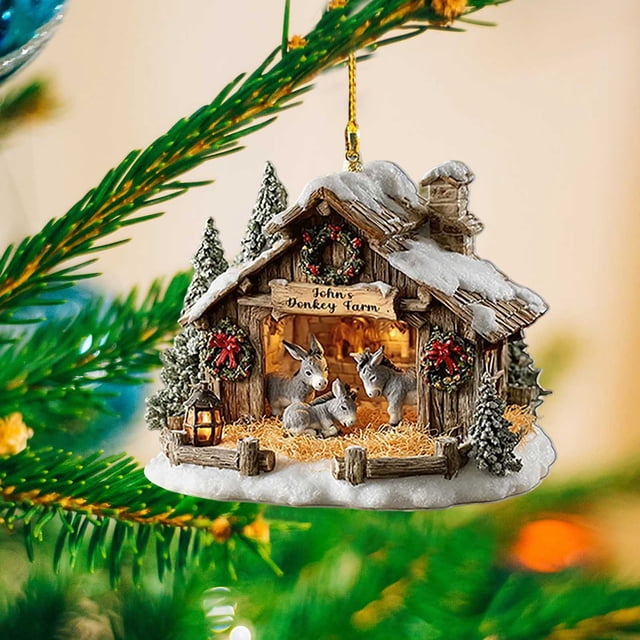 Adorno Navideño de Gallinero de Madera para Enamorados | Adornos de Granja de Pollos 2025 | Decoración Navideña para Bolso y Árbol | Regalo de Recuerdo de La Granja