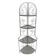 thumbnail image 1 of Benzara C482-FS180585 Foldable Metal Corner Bakers Rack with Grid Pattern Shelves, Black, 1 of 5