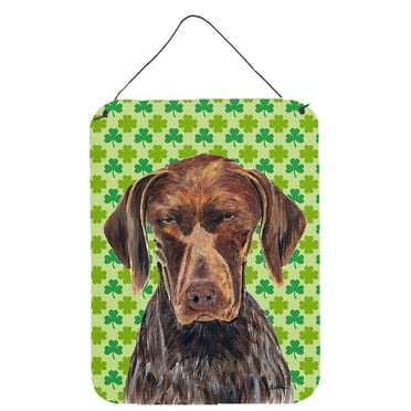 German Shorthaired Pointer St. Patricks Day Shamrock Portrait Wall or Door Hanging Prints
