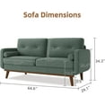 thumbnail image 3 of Garvee 64" Mid Century Modern Loveseat Sofa – Linen Upholstered 2-Seater Couch for Small Spaces, Living Room, Bedroom, Office, Green, 3 of 8