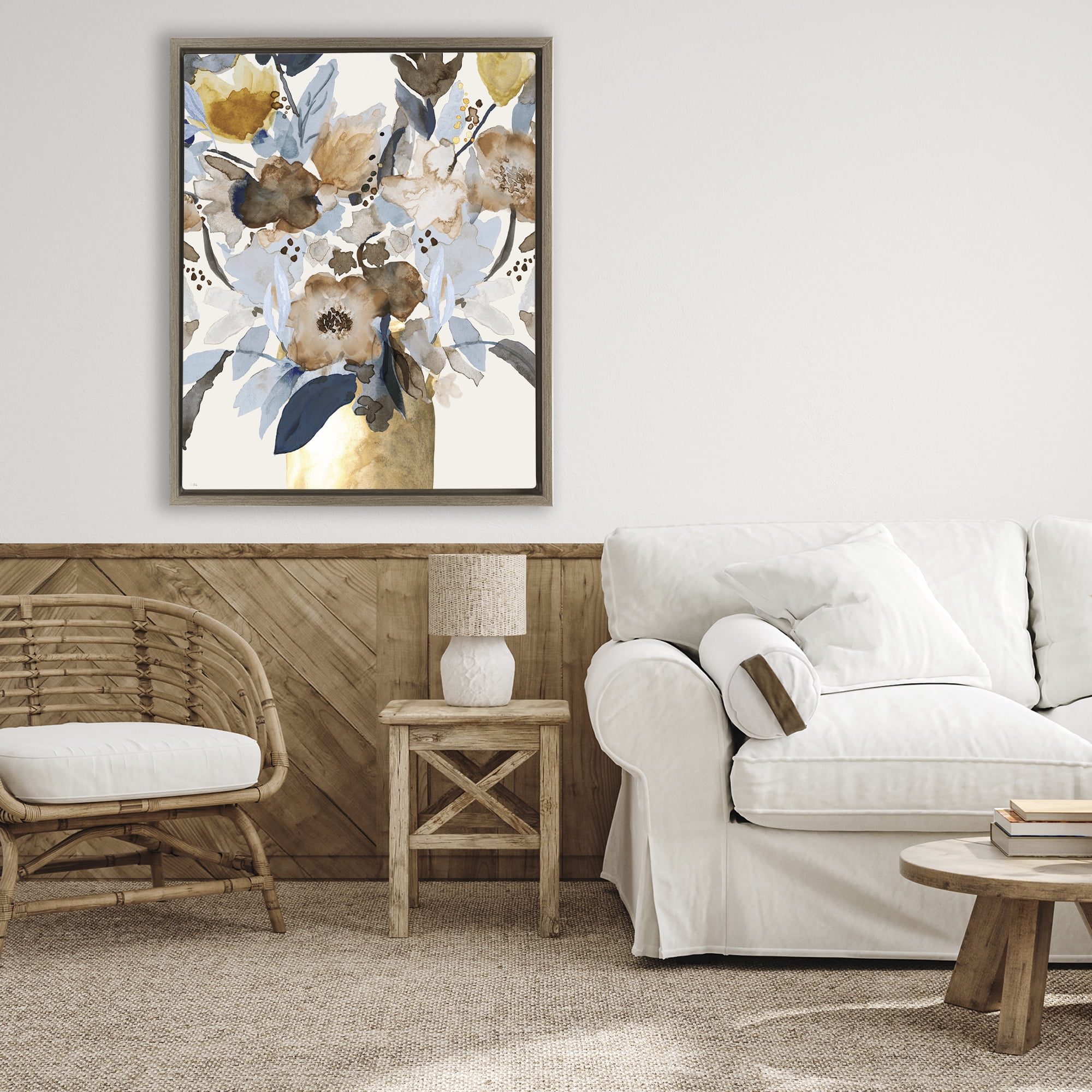 Stupell Industries Expressive Earthy Blossoms Brown Framed Floater Canvas Wall Art, design by Val Rhodes