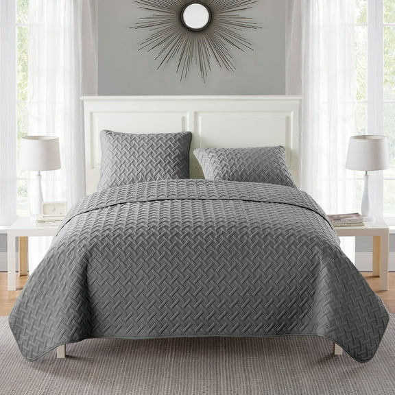 VCNY Home Nina Basket Weave Ultra Soft Textured 2 - 3 Piece Quilt Set
