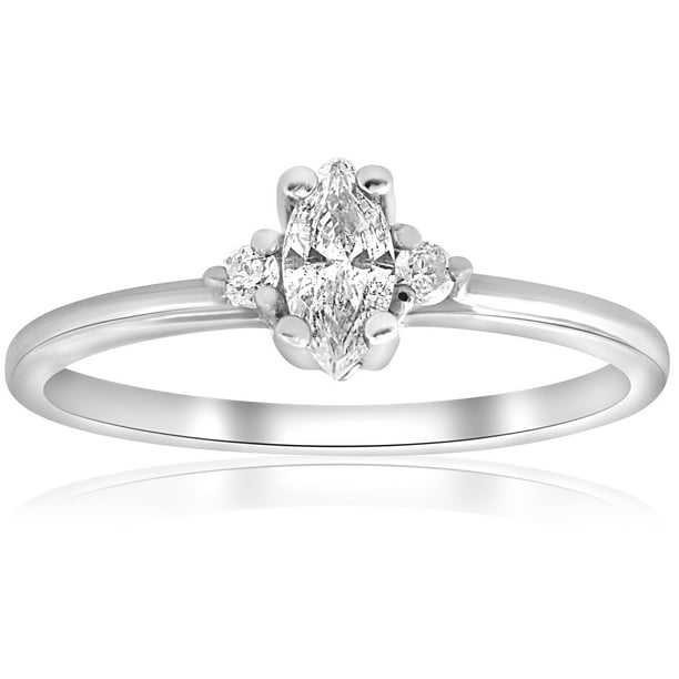 1/3 Marquise Diamond Engagement Ring 10k White Gold - Walmart.com