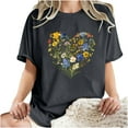 thumbnail image 5 of gbyLJF Short Sleeve Tunic Tops for Women Cute Printed Crew Neck T Shirt Loose Outdoor Casual Summer Tee Dark Gray L, 5 of 7
