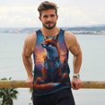 thumbnail image 6 of KLL Starry Sky Meditating Fox Print Men's Muscle Gym Workout Stringer Tank Tops Bodybuilding Fitness T-Shirts Tank Tops Men-Large, 6 of 7