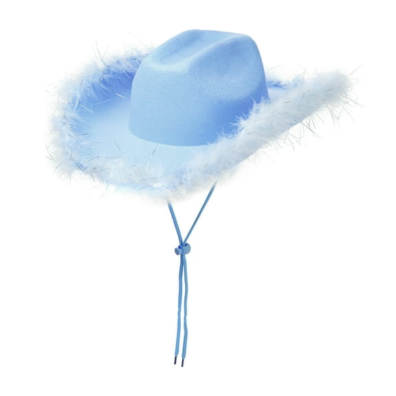 Zhuge Wide Brim Felt Cowboy Hat, Western Cowgirl Style for Cosplay, Fancy Dress & Dress-Up Parties, Blue