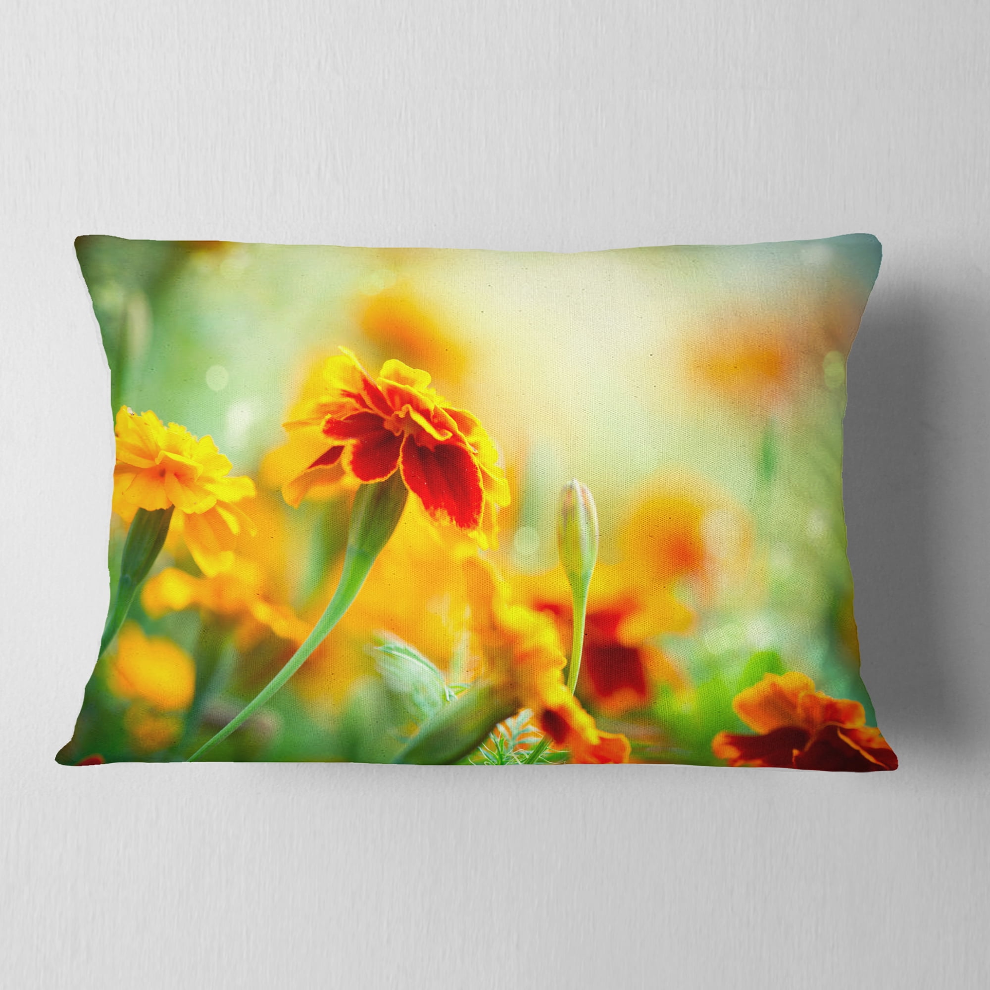 Designart 12" x 20" Floral Polyester Throw Pillow