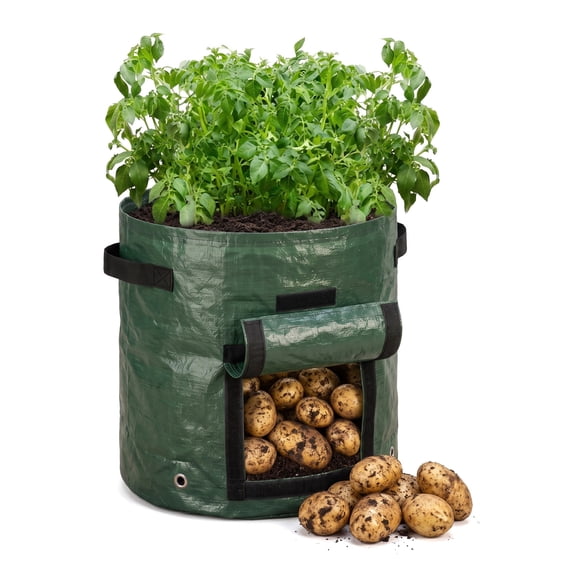 2 Pack Potato Planter, Grow Bags with Flap & Harvest Window, 10 Gal, 13.77"x13.77"x17.71", for Potatoes, Veggies & Fruits, Home Garden