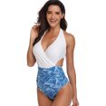 thumbnail image 1 of Women's Surplice Neckline High Waisted Halter One Piece Monokini Swimsuit, 1 of 4