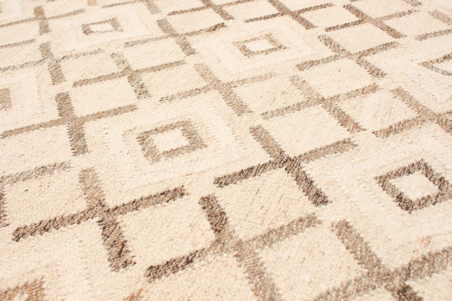 ECARPETGALLERY 5'6" x 7'7" Flat-weaves & Kilims Organica Hand Made Area Rug for Living Room, Dining Room and Bedroom in Ivory