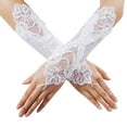 thumbnail image 2 of Gants Blancs Mitaines Femmes Aguichant Perles Dentelle Gants Mariée Sans Doigts Élégants Gants de Robe de Mariée, 2 of 4