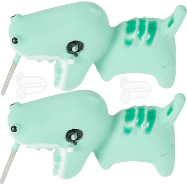 Muyoka 1 par de aretes de oreja de mordedura de animal, aretes de hipopótamo de tiburón de dinosaurio, cómodos aretes de animales, aretes de oreja de mordedura de animal divertidos, decoración para ni Muyoka Hogar