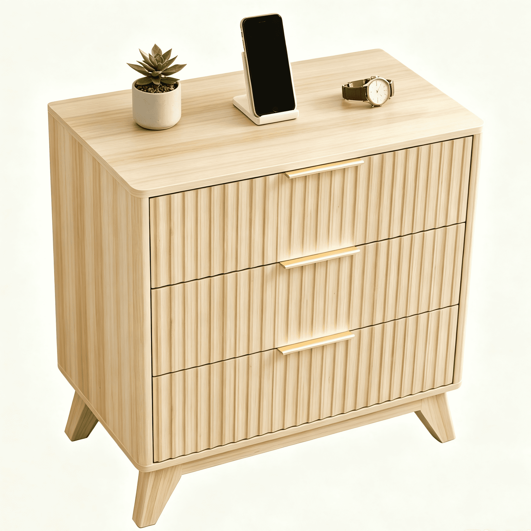 3-Drawer Storage Chest, Grid Front Dresser with Metal Drawer Runners, Anti-Tip Design, Compact Wooden Cabinet for Bedroom, Living Room, Home Office