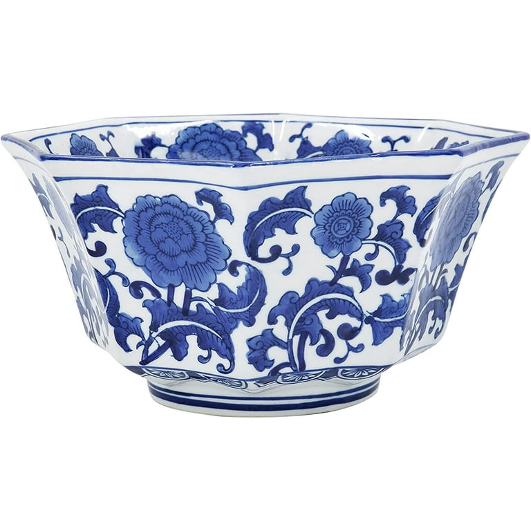 Blue and top white serving bowl