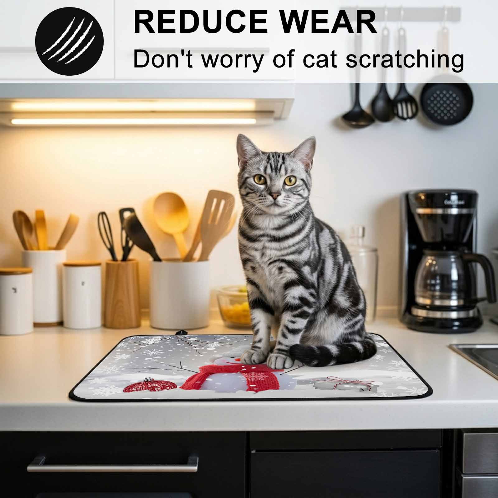Grey Snowman Christmas Stove Top Cover for Electric Stove, Heat-proof & Non Slip Glass Top Stove Cover Protector, Xmas Snowflake Branch Kitchen Flat Cooktop Rubber Mat 24x21 Inches