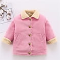 thumbnail image 2 of Mercatoo Toddler Baby Fle𝐞ce Lined Suede Jacket Boys Solid Color Button Up Lapel Outwear Girls Toddler Light Girl Winter Coat 4t, 2 of 4