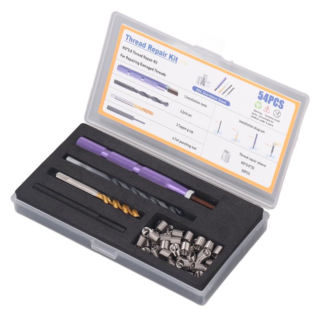 Kit de Réparation de Fil, Évite la Perte Absorbe les Vibrations Protection Sûre Kit d'Installation de Réparation de Fil Empêche le Desserrage avec Boîte de Rangement pour les Filés Endommagés