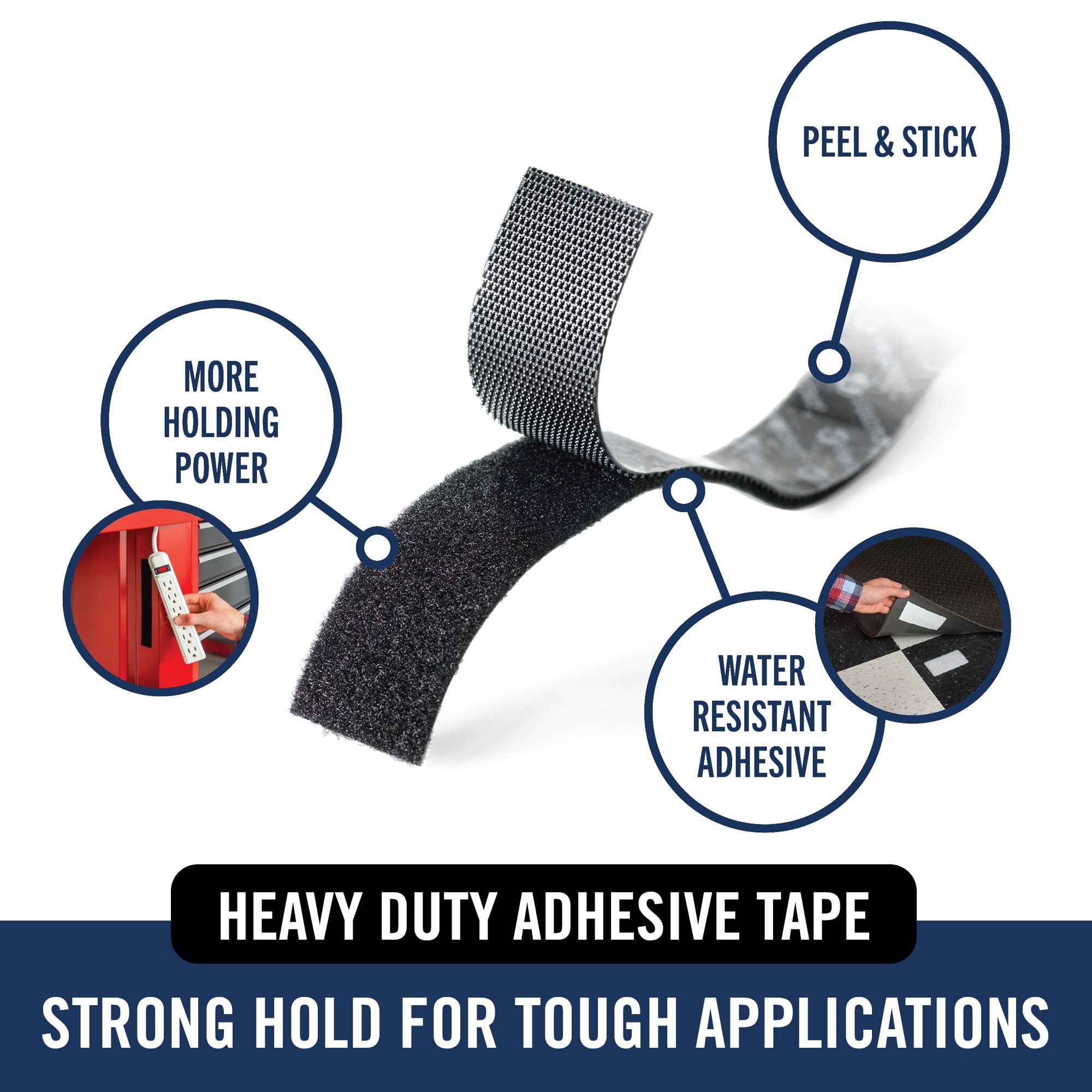 VELCRO® Brand PRO Series Heavy Duty, Holds up to 10 lbs, 36in x 1in Tape Black
