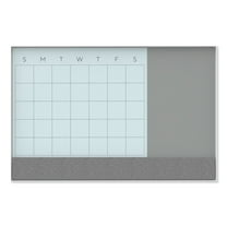 U Brands 17 x 23 in. 3N1 Magnetic Glass Dry-Erase Monthly Calendar Board,White Aluminum Frame