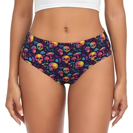 Womens Underwear - Skull mushroom No Show Seamless Underwear for Women  Soft Stretch Womens Panties  Hipster Ladies Panties Bikini Underwear Briefs