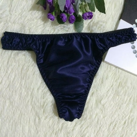 

Men s Silk Sexy Soft Briefs Thong T Panties Solid Color Comfortable Breathable