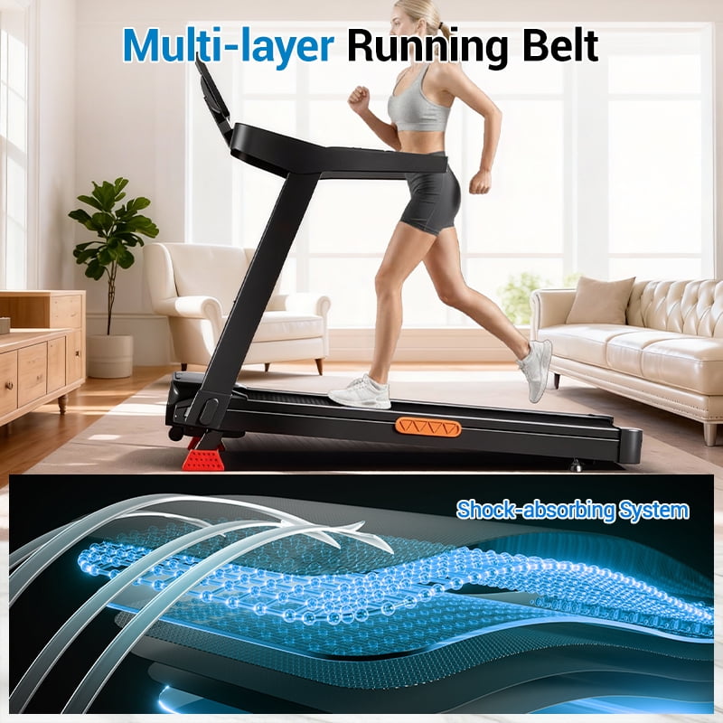 CURSOR FITNESS 18% Incline Folding Treadmill, 3.5HP Motor, 400 lbs Capacity – Quiet Home Treadmill