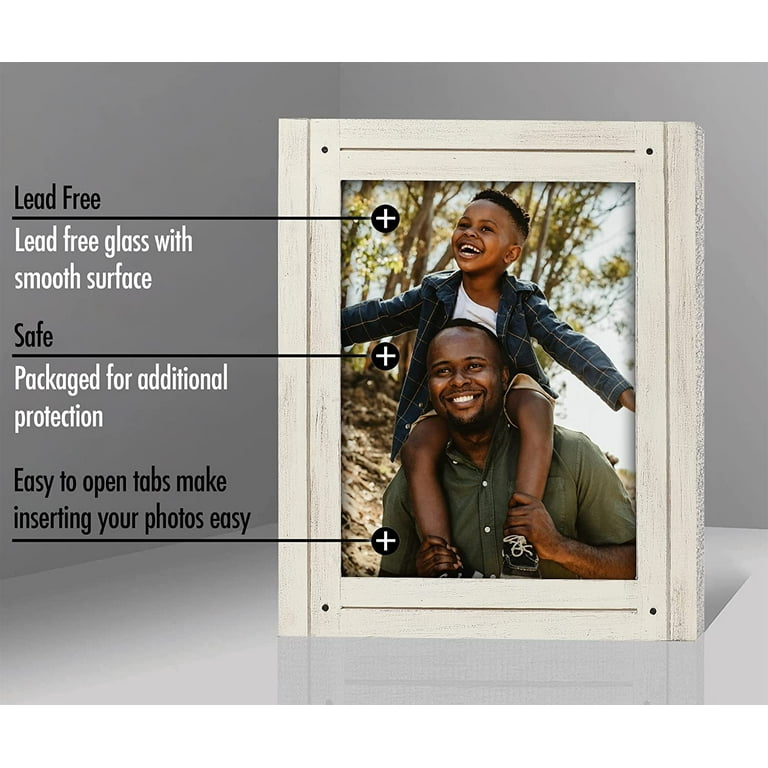 Natural Wood Photo Frames Inspired Tabletop Picture Frame with Mat,  Vertical or Horizontal Display (Walnut, 8x10 matted to 5x7/6x8)