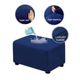 thumbnail image 2 of Dowbom Velvet Ottoman Cover,Form Fit Ottoman Slipcover Rectangle Waterproof Folding Storage Stool Protector Washable Stretch Footrest Covers for Furniture in Living Room-large-Navy blue, 2 of 6
