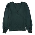 thumbnail image 1 of INC Womens Illusion Surplice Pullover Blusa, Verde, Grande, 1 of 2