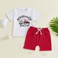 thumbnail image 2 of OYXSER Toddler Baby Boy Outfit Funny T Shirt Short Sleeve T-Shirt Tops Shorts Set Summer Clothes, Watermelon Red 9-12M, 2 of 4