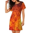 thumbnail image 2 of Wukai Tennis Ball In Fire Print Women's Loose Short Sleeve Nightgown, Soft Sleep Dress for Comfortable Relaxation, Casual Lounge Wear, 2 of 6