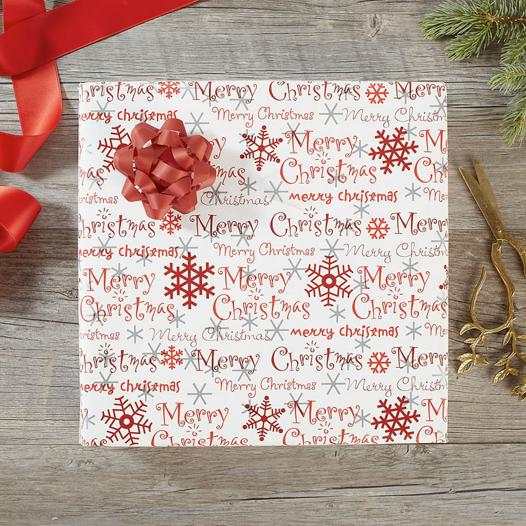 Current Merry Christmas Script Rolled Wrapping Paper - Premium Jumbo  23-Inch x 32-Foot Gift Wrap Roll, 61 Square Feet Total