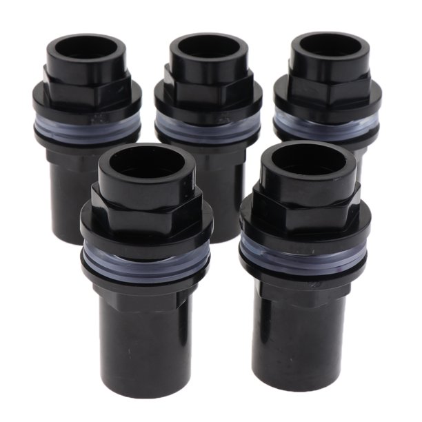 Válvula de Control de Entrada de Salida de Adaptador de Tubo de Agua de 5 Piezas para Acuario Sunnimix Negro 25 mm