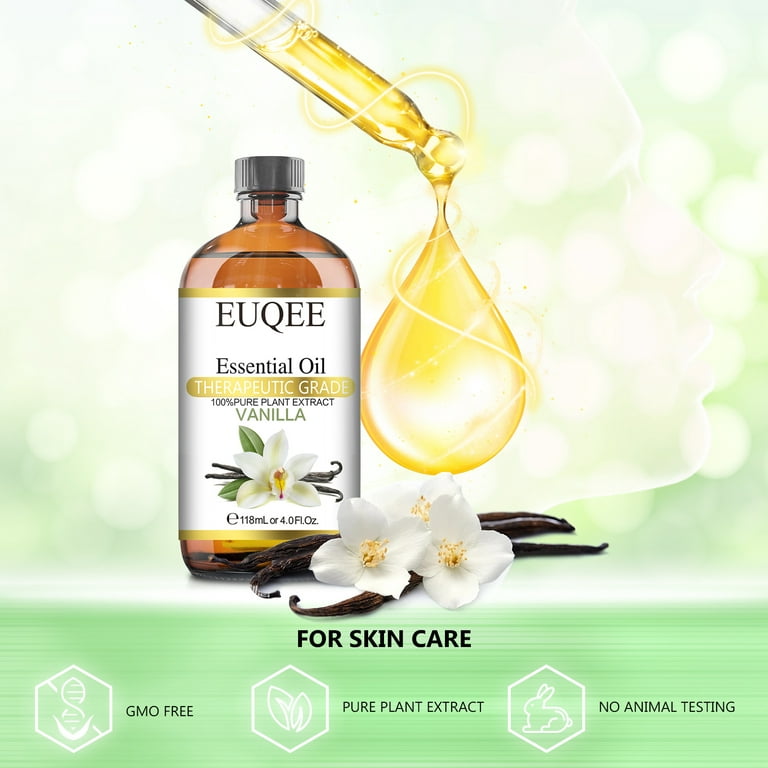 EUQEE Vanilla Essential Oil 118 ml Therapeutic Grade Essential Oil-with  Glass Dropper,Perfect for Diffusers 