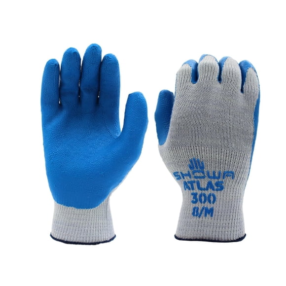 Guantes de trabajo SHOWA Atlas 300 de látex natural revestidos en la palma