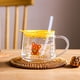 thumbnail image 3 of Wosthever Taza de agua bonita de cristal con diseño de animales de dibujos animados portátil para niños, taza con pajita para jugo de café y leche a Utensilios de cocina Wosthever HA082033-03, 3 of 6