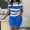 Blue, variant on Women's Plus Size Sets Striped 2 Piece Short Sleeve Crewneck T Shirt and Biker Shorts Outfits Summer Casual Stretchy Workout Suits