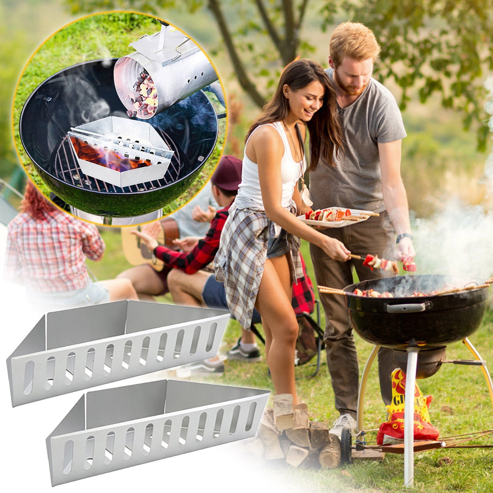 Stainless Steel Charcoal Basket for Grilling 22 Inch Charcoal Grill Direct Indirect Heat Set of 2