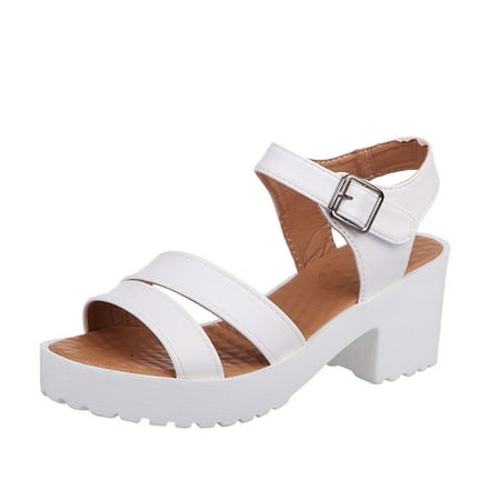 

Sandals For Women Summer Fashion Womens Chunky Heels Breathable Lace Up Shoes Casual Sandals Stylish Shoes