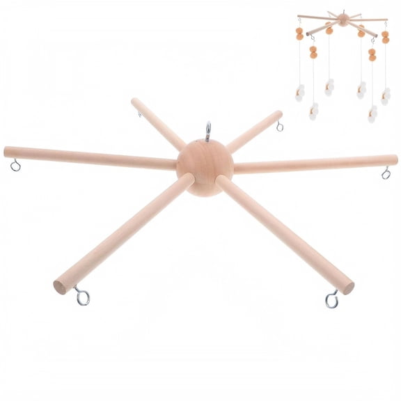 Wooden Student Mobile Frame 8 Arm Hanging Stand Unfinished Wood Hanger for Student Nursery Decor Diy Student Shower Decorations
