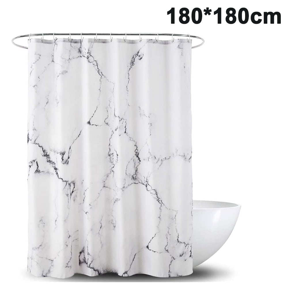 Qile Mildew-Resistant Anti-Bacterial 3D Digital Printing Pattern Shower Curtains with 12 Ring Hooks 180 x180cm Waterproof Polyester Fabric Bathroom Shower Curtain 