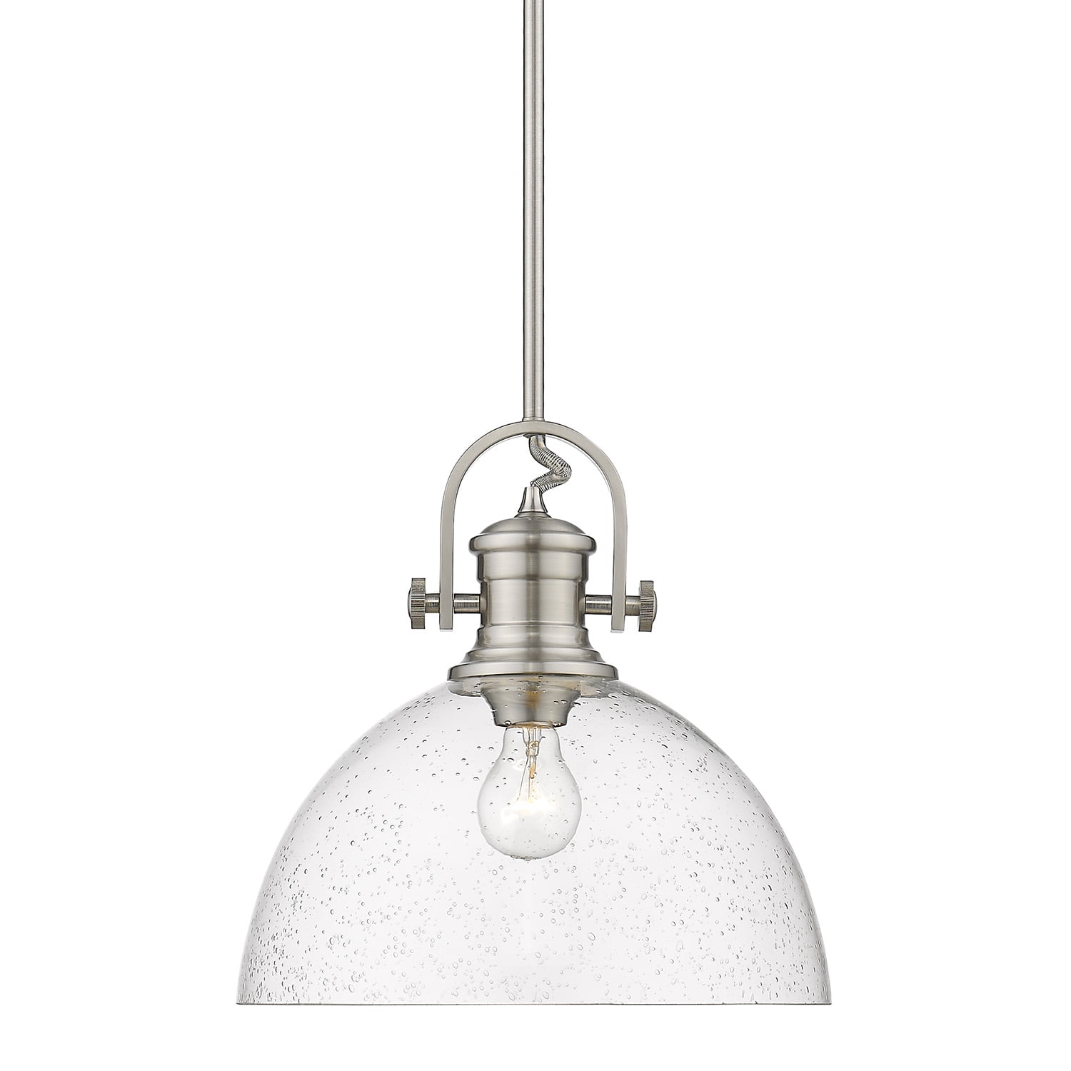 Hines 1 Light Pendant in Pewter with Seeded Glass