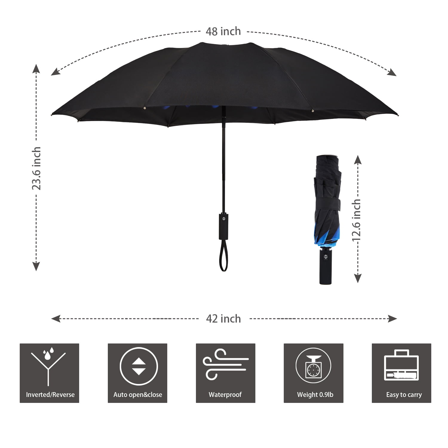 Inverted Umbrella Double Layer Automatic Folding Reserve Umbrella Windproof UV Protection for Rain Car Travel Outdoor Men Women, Purple Follower