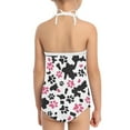 thumbnail image 5 of FOR U DESIGNS Comfy One Piece Swimwear for 9-10 Years Old Girls Cow Print Kids Beach Swimsuit Pink Dog Paw Halter Neck Bathing Suits for Surfing Swimming, 5 of 6