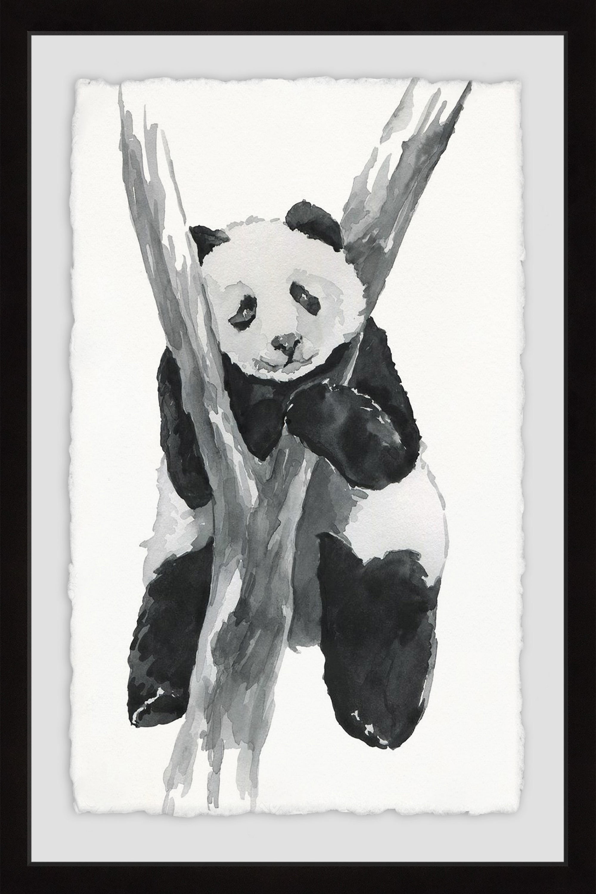 Lonesome Panda Framed Painting Art Print