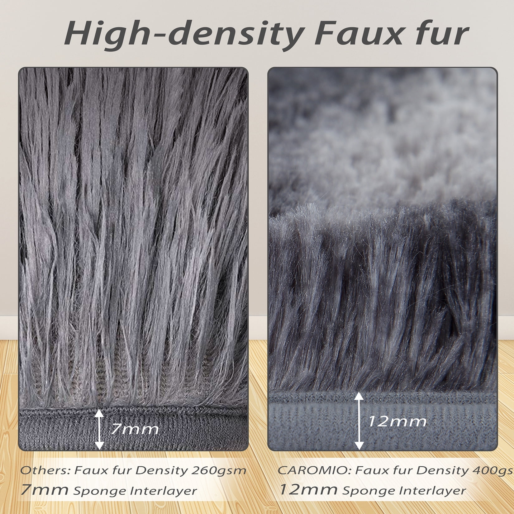 ZACOO 8' x 10' Large Area Rug High-Pile Plush Shag Rug Perfect for Living Rooms, Bedrooms, Dining Rooms, Dark Grey