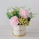 thumbnail image 5 of Flores artificiales Naiovety de seda de peonía falsa con florero rosa, 5 of 6