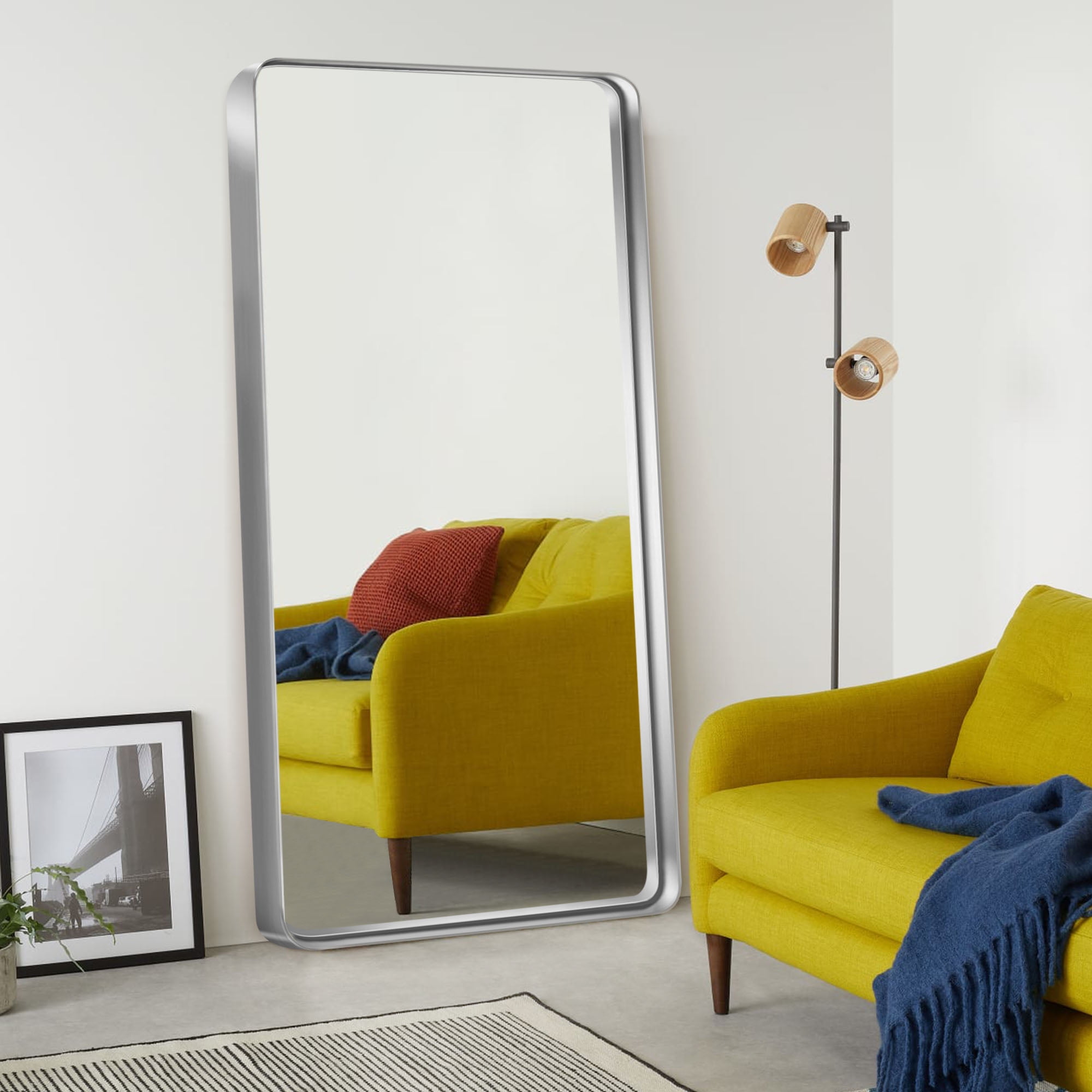 MAYEERTY 50"x 32" Decorative Wall Mirror , Bathroom Vanity Mirror Accent Mirror, Silver