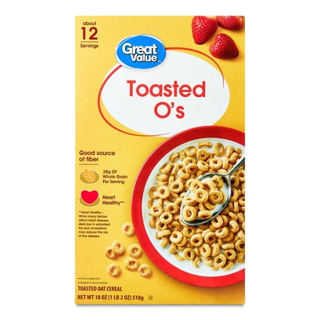 Great Value Toasted O's Breakfast Cereal, 18 oz